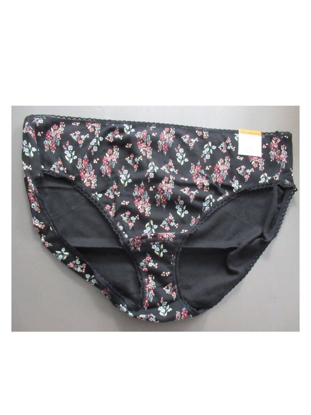 Charter Club Women's Plus Size Cotton Bikini Panty Underwear, Black Floral, 3X
